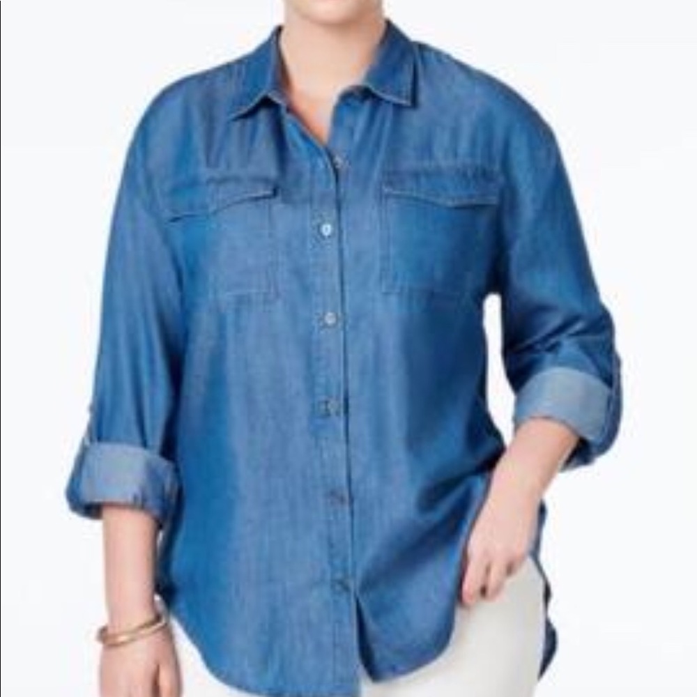NWT- Stoosh - denim long sleeve blouse (F50